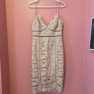 Bardot botanical lace dress- ivory- size M